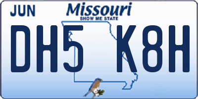 MO license plate DH5K8H