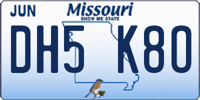 MO license plate DH5K8O