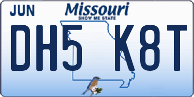 MO license plate DH5K8T