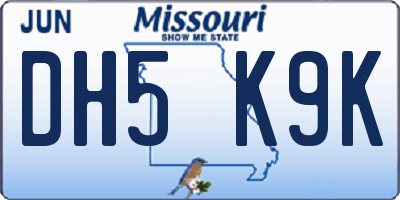 MO license plate DH5K9K