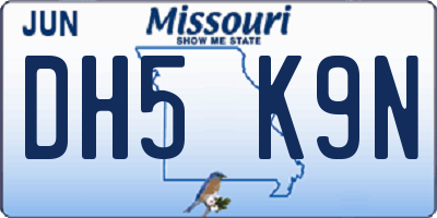 MO license plate DH5K9N