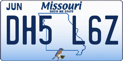 MO license plate DH5L6Z