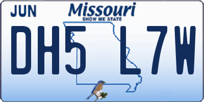 MO license plate DH5L7W