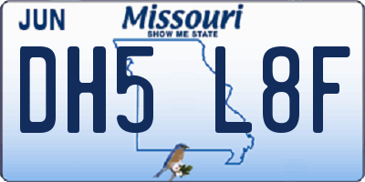 MO license plate DH5L8F
