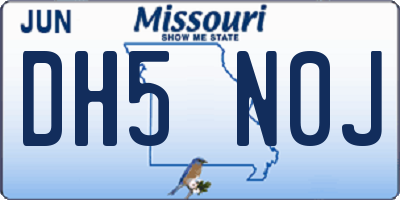 MO license plate DH5N0J