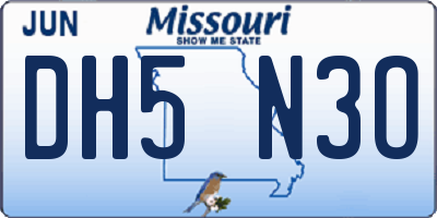 MO license plate DH5N3O