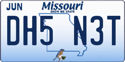 MO license plate DH5N3T
