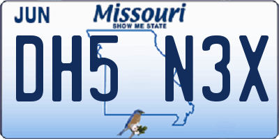 MO license plate DH5N3X