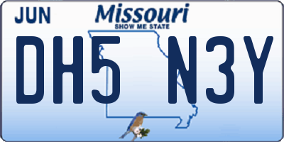 MO license plate DH5N3Y