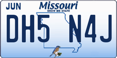 MO license plate DH5N4J