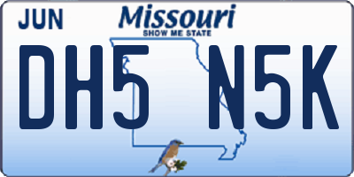 MO license plate DH5N5K