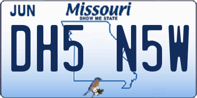 MO license plate DH5N5W