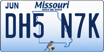 MO license plate DH5N7K
