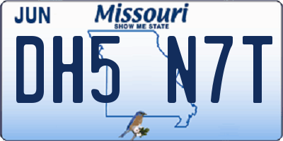 MO license plate DH5N7T