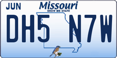 MO license plate DH5N7W