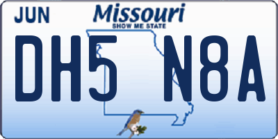 MO license plate DH5N8A