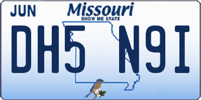 MO license plate DH5N9I