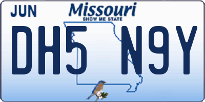 MO license plate DH5N9Y