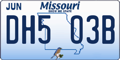 MO license plate DH5O3B