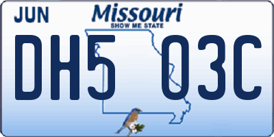 MO license plate DH5O3C