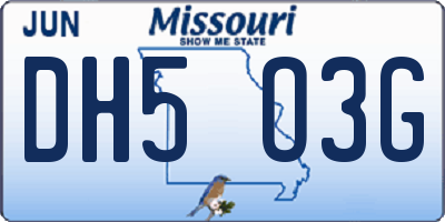 MO license plate DH5O3G