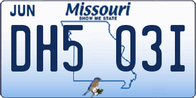 MO license plate DH5O3I