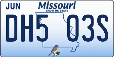 MO license plate DH5O3S