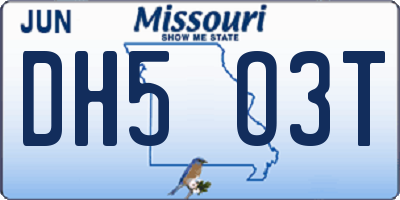 MO license plate DH5O3T