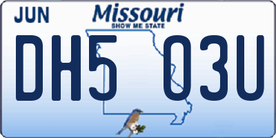 MO license plate DH5O3U