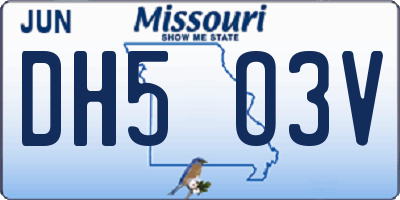 MO license plate DH5O3V