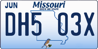 MO license plate DH5O3X