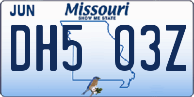 MO license plate DH5O3Z
