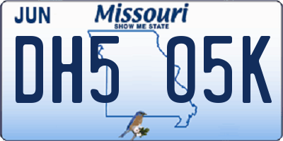 MO license plate DH5O5K