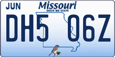 MO license plate DH5O6Z