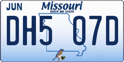 MO license plate DH5O7D