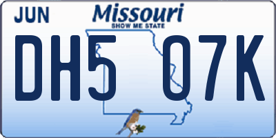 MO license plate DH5O7K