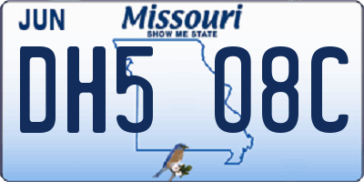 MO license plate DH5O8C