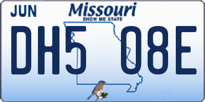 MO license plate DH5O8E