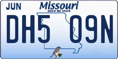 MO license plate DH5O9N