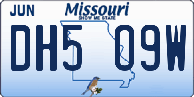 MO license plate DH5O9W