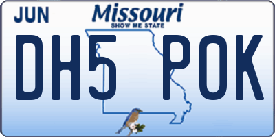 MO license plate DH5P0K