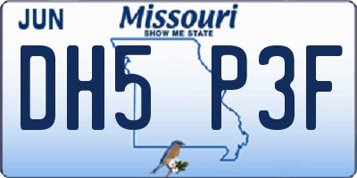 MO license plate DH5P3F