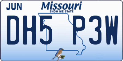 MO license plate DH5P3W