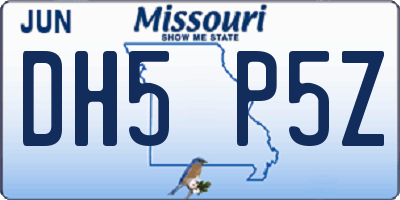 MO license plate DH5P5Z