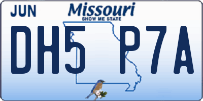 MO license plate DH5P7A