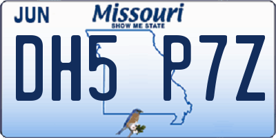 MO license plate DH5P7Z
