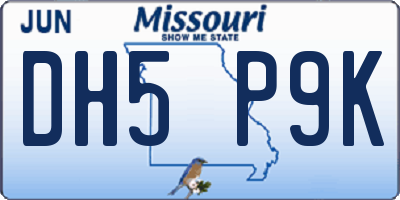 MO license plate DH5P9K
