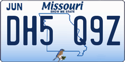 MO license plate DH5Q9Z
