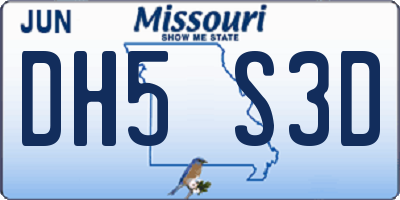 MO license plate DH5S3D