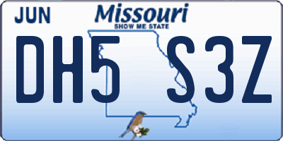 MO license plate DH5S3Z